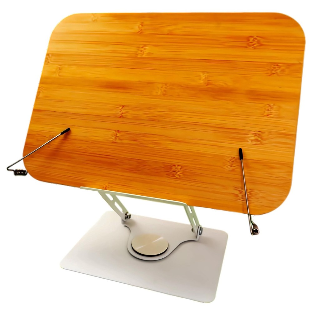 (15.4 x 11 Inches) Large Bamboo Book Stand for Reading Books with 360° Rotati…