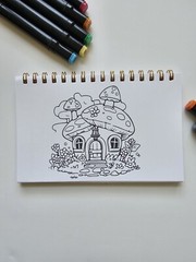Whimsical Homes Coloring Book 8.5 X 5.5 In A5 Coloring Book For Adults And Kids.
