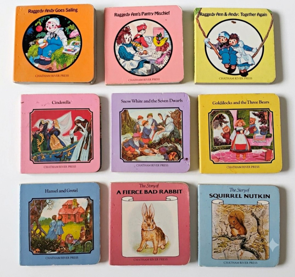 Vintage Chatham River Press Mini Board Books Lot 9 Raggedy Ann Cinderella Bunny