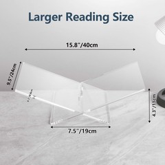 Acrylic Book Stands for Display, 15.8 x 9.5 x 4.3 in Open Bookstand, Coffee Tabl
