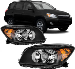 Headlights Assembly Compatible with 2006 2007 2008 Toyota Rav4 Black Headlamp Re