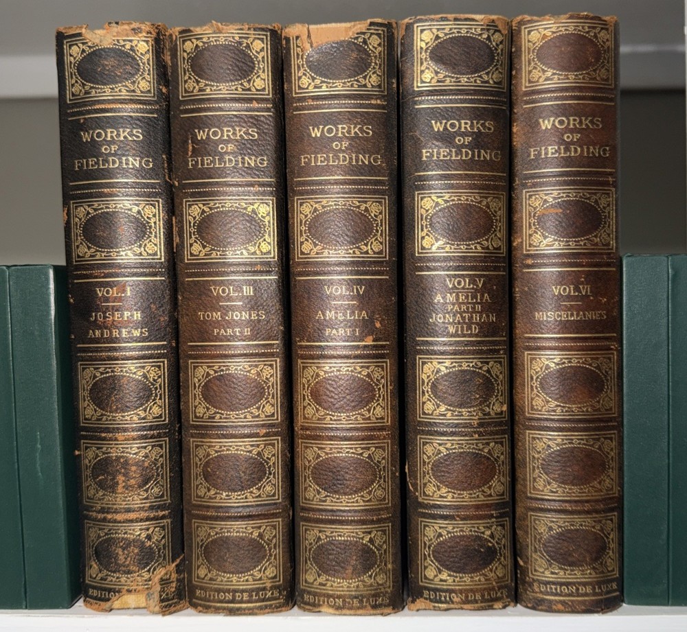 Works of Henry Fielding Antique Book Set 5 Vols Edition de Luxe 1902 HC Rare