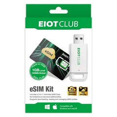 EIOTCLUB eSIM Card & Reader Bundle – Standard SIM (25mm * 15mm), white