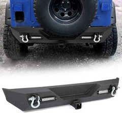 Rear Bumper Compatible with 1987-2006 Jeep Wrangler TJ YJ with LED Lights 2″ Hit