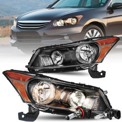 Headlight Assembly for 2008-2012 Honda Accord Sedan 4-Door Halogen Headlamp W/Bu