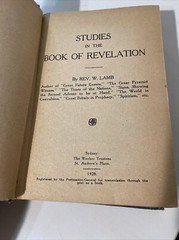 Studies In The Book Of Revelation Rev. W. Lamb 1928 Hardcover