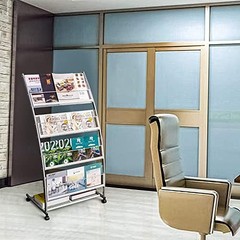 Magazine Rack Floor Standing,Brochure Display Stand, 4 Pockets Metal T3