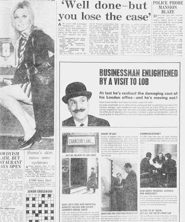 OLD LONDON NEWSPAPER 1966 SHARON TATE LONDON AIRPORT RARE SHORT SKIRT PHOTO