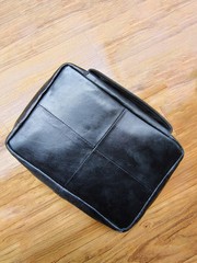Genuine Leather Religious Book Bible Cover Organizer Zippered Case with Handle