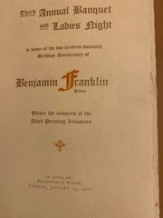 Benjamin Franklin 230th birthday in St Louis Mo 1926