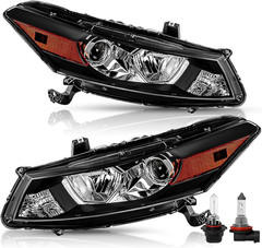 Headlight Assembly Pair [Bulbs Included] Compatible with 2008-2012 Honda Accord