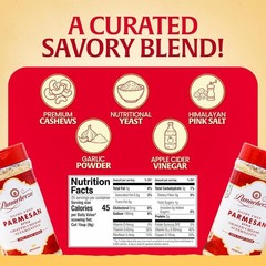 Plant-Based Parmesan Cheese 8oz Dairy-Free Vegan Cashews Nutritional Yeast