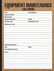 Equipment Maintenance Log Book – 120 Pages – 8.5 X 11 Inches