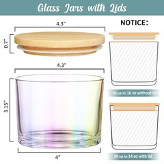 SUPMIND 16oz 3 Wick Candle Jars 6 Pack – Large Empty Iridescent Wide Mouth Gl…