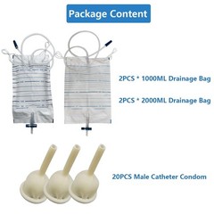 Male Catheter External Self-Sealing Set 20PCS Condom 2PCS 25mm/0.98 Inch