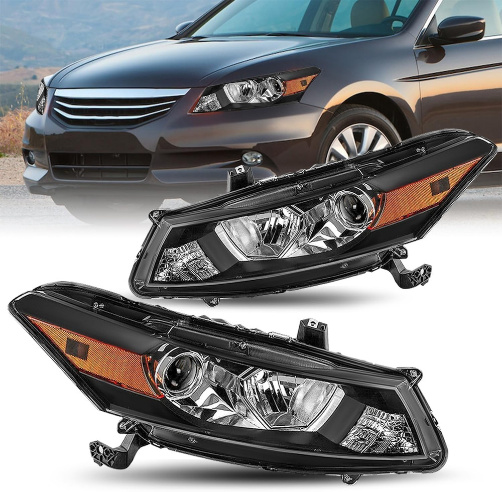 Headlight Assembly Pair for 2008-2012 Honda Accord 2-Door Coupe [ Factory Haloge