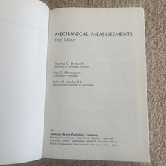 Mechanical Measurements (5th Edition) – Hardcover By Beckwith, Thomas G. – GOOD