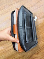 Genuine Leather Religious Book Bible Cover Organizer Zippered Case with Handle