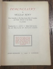 DEMONOLATRY – Remy, Ltd & Numbered, 1930 – DEMONOLOGY, WITCHCRAFT, WITCH-HUNTERS