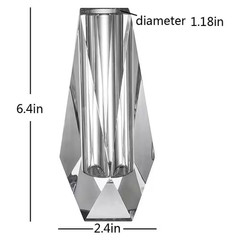 6.4 In. Clear Optical Crystal Flower Bud Shape Handcrafted Decorative Vase for H