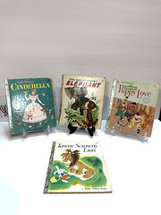 Set of 4 Vintage Little Golden Books 80’s – Cinderella/Tawny Lion/Puppy Love