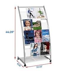 Magazine Rack Floor Standing,Brochure Display Stand, 4 Pockets Metal T3