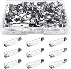 100 Pcs Bar Pins – Silver Brooch Clasp for Badges, DIY Craft, 1inch/25mm