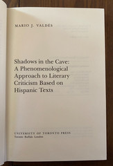 Shadows in the Cave 1982 Mario J Valdes Univ of Toronto Press Span Eng Language