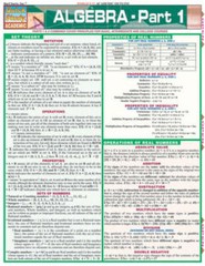 Algebra Part 1 (Quickstudy: Academic) – Pamphlet By BarCharts, Inc. – GOOD