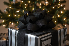 Celebrate it WIRED Christmas Ribbon BLACK GLITTER 2.5 in X 80 ft
