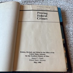 Proving Federal Crimes Department Of Justice Law Book 1980 & Supplement Rev. 2