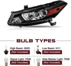 Headlight Assembly Pair for 2008-2012 Honda Accord 2-Door Coupe [ Factory Haloge