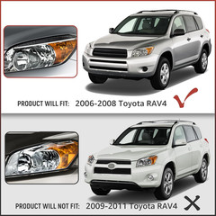 Headlights Assembly Compatible with 2006 2007 2008 Toyota Rav4 Black Headlamp Re