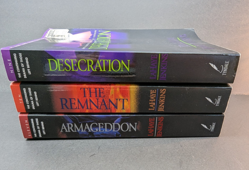 LOT OF 3 Books of Tim LaHaye Jerry B Jenkins: Desecration, Armageddon, Remnant