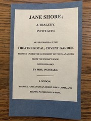 THE TRAGEDY OF JANE SHORE By Nicholas Rowe Modern Paper Wrappers VG 58 Pages