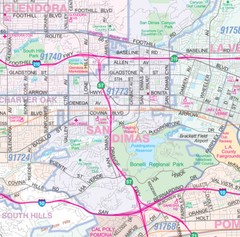 Greater Los Angeles Detailed Region Wall Map (44″x67″) w/Zip Codes