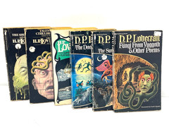 Lot of 6 H.P. Lovecraft Vintage Sci Fi Horror Ballantine Books Cthulhu Yuggoth