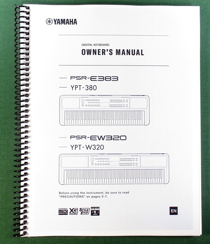 Yamaha PSR-E383 Owner’s Manual: 36 Pages & Protective Covers!