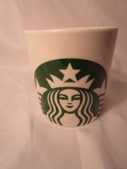 STARBUCKS 14 OZ GREEN SIREN MERMAID LOGO WHITE D HANDLE COFFEE MUG CUP