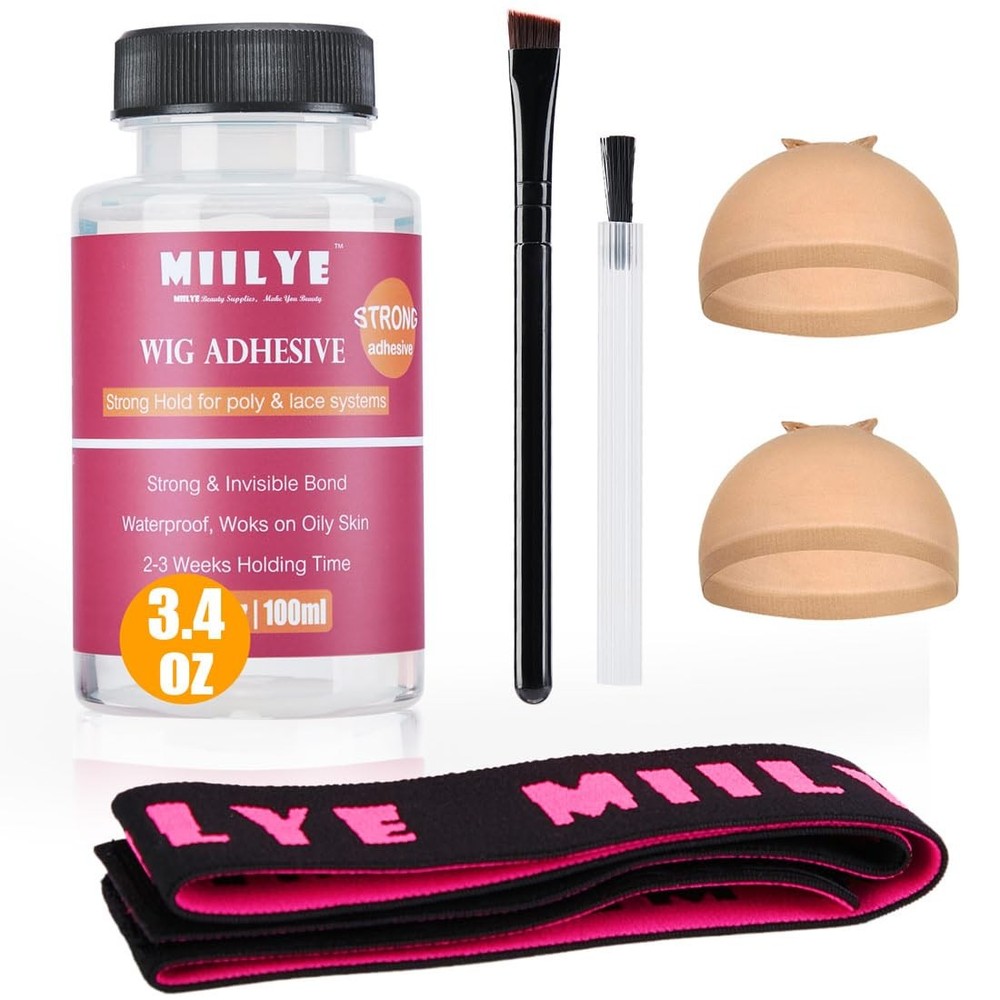 MIILYE Clear Wig Glue Pack, 3.4OZ/100ml Waterproof Adhesive for Toupee