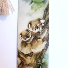 Vintage 90s Koala Bears Bookmark- mom baby- Lena Liu- 1990s tassel Artworks LL59