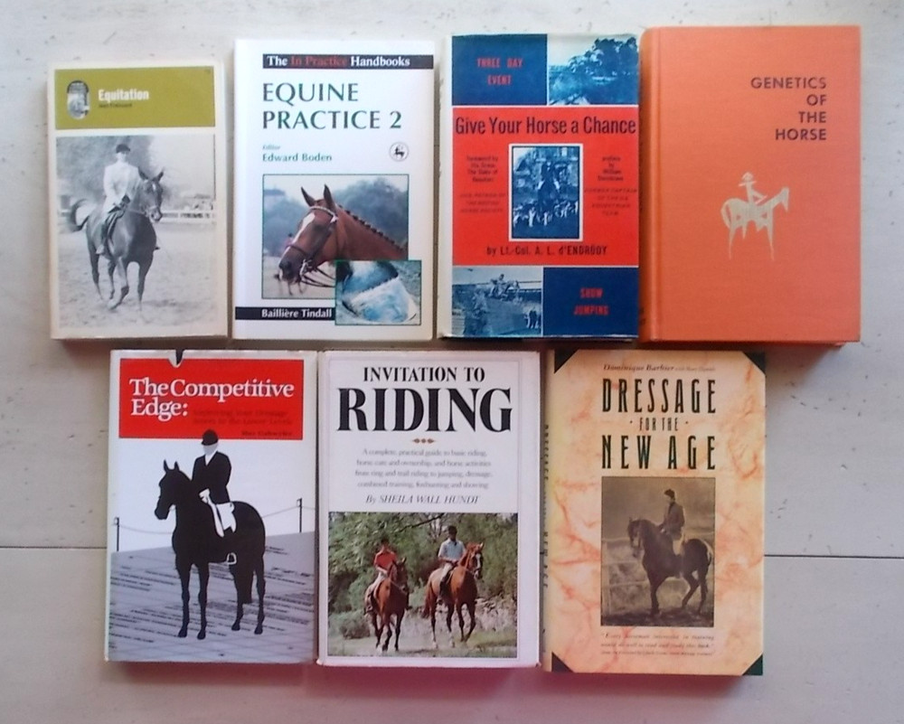 Lot 7 Vintage Horse Riding Books Techniques Vet Genetics Dressage 3-Day Jumping