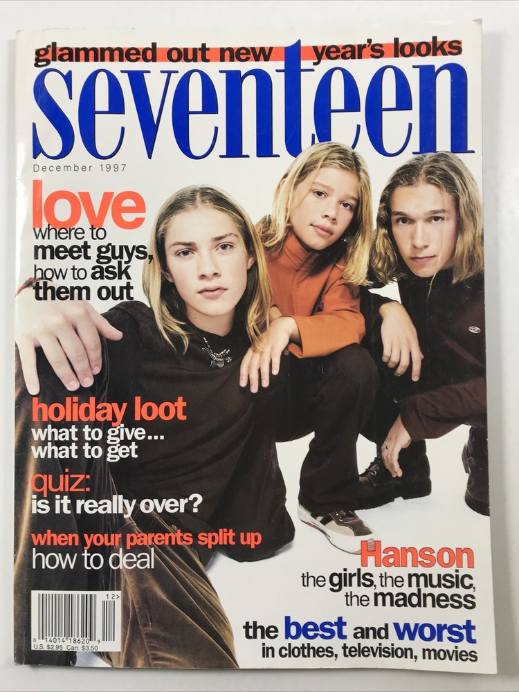 SEVENTEEN magazine December 1997-Fashion makeup hair Cover: Hanson NO LABEL