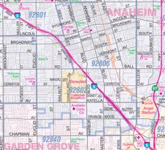 Greater Los Angeles Detailed Region Wall Map (44″x67″) w/Zip Codes