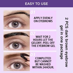 2 Pcs Dark Brown Easy Peel Off Eyebrow Gel, 1 Ounce (Pack of 2), brown