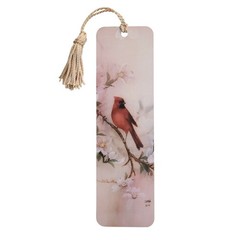 Vintage 90s Red Cardinal tassel Bookmark- Dogwood- Lena Liu- 1990s Artworks LL34