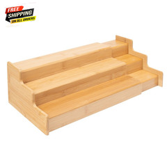 Bamboo Organizers Expandable Spice Rack, 3-Tier, 12.91-22.4X7.67X4.4 In
