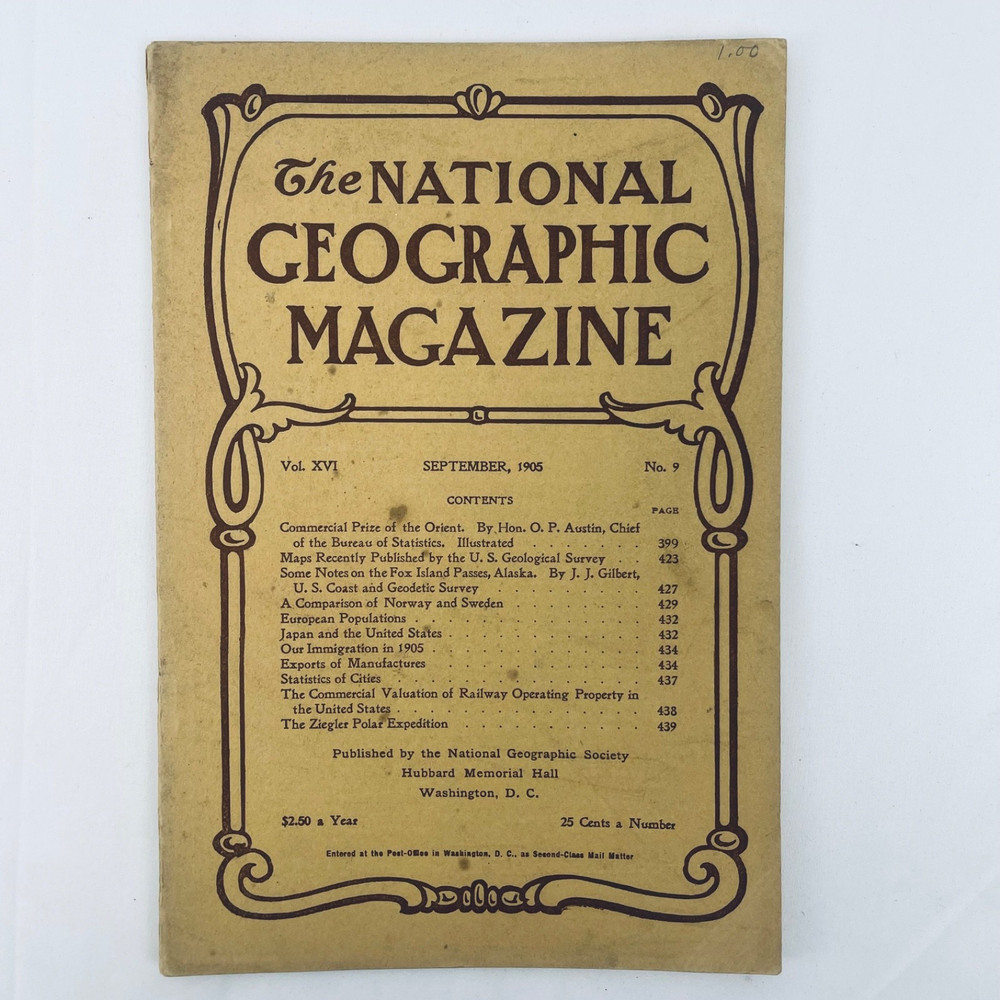 1905 SEPTEMBER National Geographic Magazine Vol XVI No 9