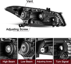 Projector Headlight Assembly W/Bulbs for 2008-2012 Honda Accord Coupe 2-Door Hal