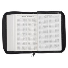 KJV Holy Bible,Mini Pocket Bible–Zippered Black Faux Leather Bible w/Ribbon Ma..